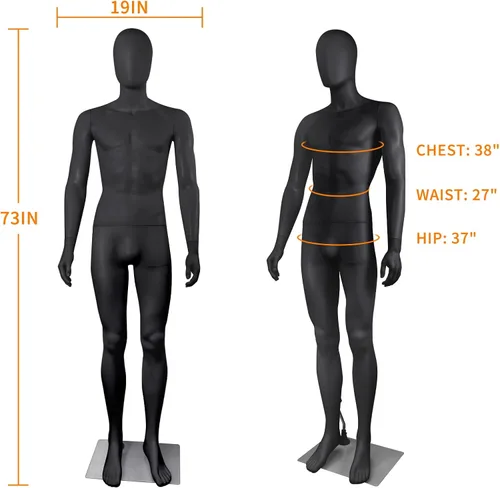 Vista 3 de Maniquí masculino de cuerpo completo, modelo de maniquí, soporte de 73 pulgadas, soporte de maniquí modelo, exhibición realista, maniquí de cuerpo