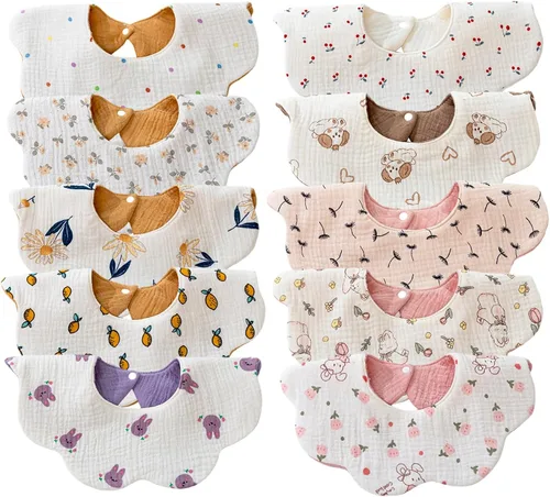 Vista 8 de Baberos de muselina para bebés, baberos para babero de dentición para bebé niña o niño de muselina de algodón