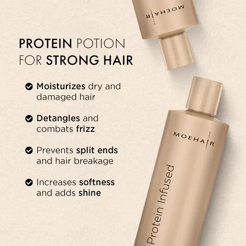 Vista 3 de MOEHAIR - Acondicionador con infusión de proteínas, repara el cabello dañado, 12 onzas líquidas Protein Hair Treatment Controls Frizz, Adds Shine