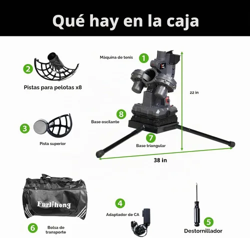 Vista 5 de Furlihong 3807BH Máquina de pelotas de tenis con base triangular, velocidades ajustables, oscilación izquierda y derecha, lanzamiento con balanceo