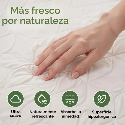 Vista 4 de Protector de colchón refrescante impermeable – Funda de colchón tamaño individual – Viscosa hecha de bambú – Suave, transpirable, silencioso