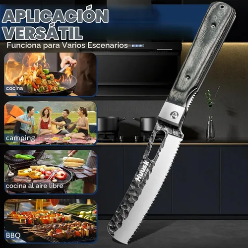 Vista 6 de Huusk Cuchillo japonés plegable para pan, navaja de bolsillo con borde