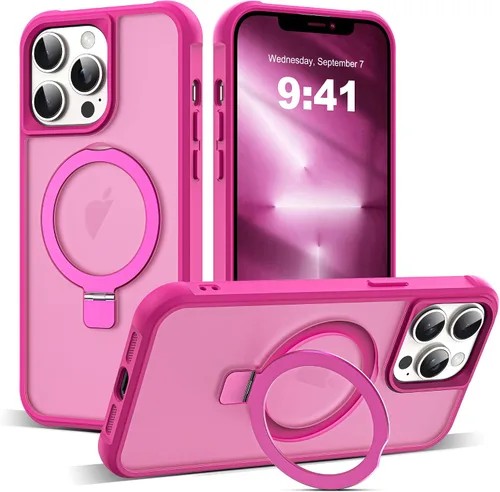Vista 27 de SKYLMW - Funda compatible con iPhone 11 de 6.1 pulgadas, con soporte magnético invisible tipo anillo, funda translúcida de grado militar, compatible