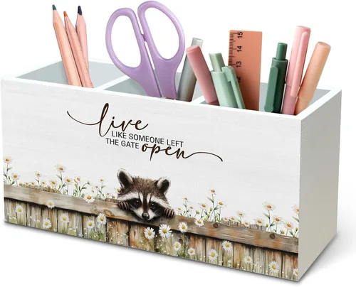 Vista 14 de DILSJ Organizador inspirador de 2 compartimentos para lápices, organizador para escritorio, amantes de los pollos regalos para mujeres, Live Like