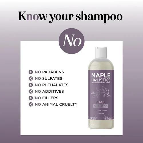 Vista 7 de Champú Sage anticaspa con argán, jojoba y spikenard orgánico, 100% natural, sin sulfatos, tratamiento para hombres y mujeres, fórmula antiséptica
