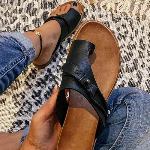 Vista 14 de Sandalias ortopédicas para mujer, pantuflas para caminar con soporte de arco, sandalias casuales antideslizantes A4# Caqui