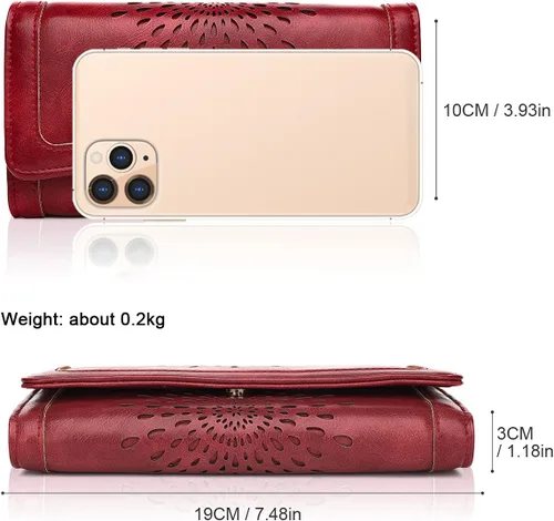 Vista 4 de Aphison - Cartera larga de cuero suave RFID para mujer, con caja de regalo