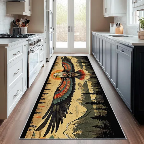 Vista 10 de Aztec Runner Rug 2x6 - Hallway Runner Rug Southwest Native American Rustic Boho Ethnic Retro Pattern, Non Slip, Washable, Aztec Home Decor Carpet