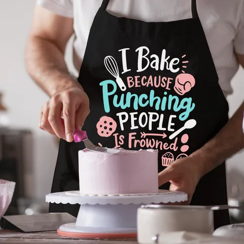 Vista 4 de Divertidos delantales para hornear para mujeres con bolsillos, delantal de cocina con restistante de agua para hombres, regalo de cumpleaños