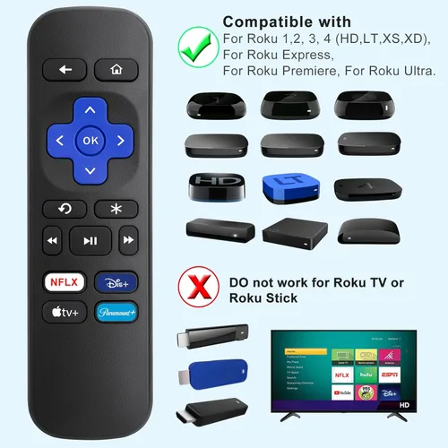 Vista 2 de 【Pack of 2】 Replacement Remote for Roku Box/Express/Premiere/Roku Player Para caja Roku 2 Pack