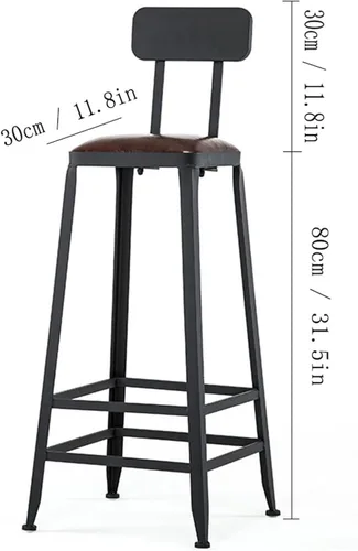 Vista 2 de Taburetes de bar altos Silla de bar para el hogar Restaurante Cocina Silla de respaldo de metal moderno Recepción Taburete alto Taburete alto