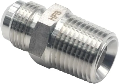 Vista 4 de HFS (R) 1/2 "NPT macho a 1/2" SAE Macho Flare Tubing Adapter Manguera Conector Accesorios de tubería de acero inoxidable 304