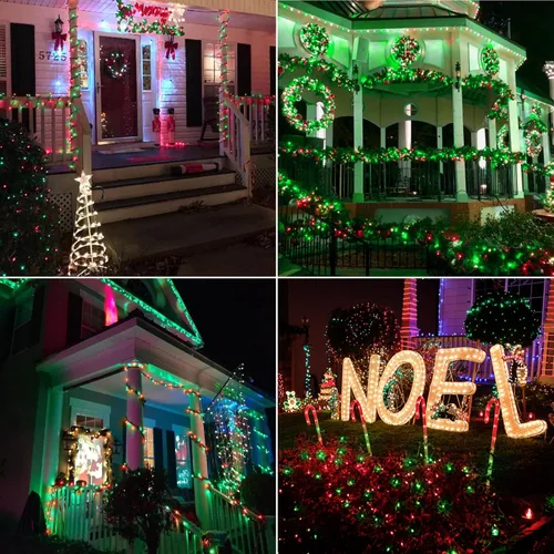 Vista 7 de Brizled Luces de Navidad rojas y verdes, 33 pies, 100 luces LED de 0.197 in, mini luces de Navidad de gran angular conectables, luz de árbol