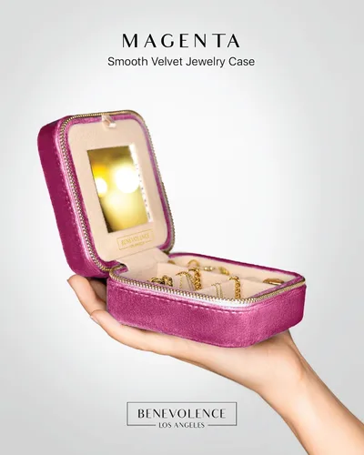 Vista 2 de Caja organizadora de joyas de viaje de terciopelo de felpa Joyero de viaje pequeño para mujer Organizador de viaje de joyería, estuche de viaje
