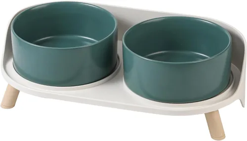 Vista 13 de Juego de Cuencos Elevados de Cerámica para Gatos - Platos Dobles Elevados para Alimentos y Agua - Soporte Antideslizante y Resistente a Salpicaduras