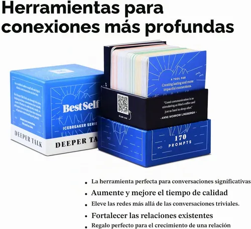 Vista 3 de BestSelf Deeper Talk Deck – 170 Conversation Starter Cards, 6 Categories