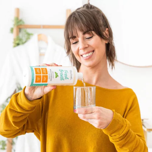 Vista 3 de Oxyfresh Enjuague bucal con sabor a menta fresca para adultos, aliento fresco y tratamiento del mal aliento - Recomendado por dentistas para encías