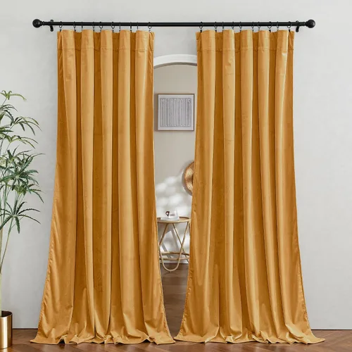 Vista 85 de RYB HOME Cortinas opacas de terciopelo para dormitorio, aislamiento térmico, privacidad, luz solar, bloqueo de calor, cortinas lujosas con bolsillo