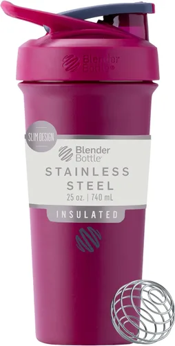 Vista 36 de BlenderBottle Strada Shaker Cup - Botella de agua aislada de acero inoxidable con batidor de alambre, 24 onzas, color negro