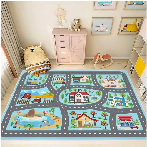 Vista 12 de Alfombra para niños, alfombra de coche para niños, tapete de juego, alfombra para coches de juguete para sala de juegos, aula, habitación de niños