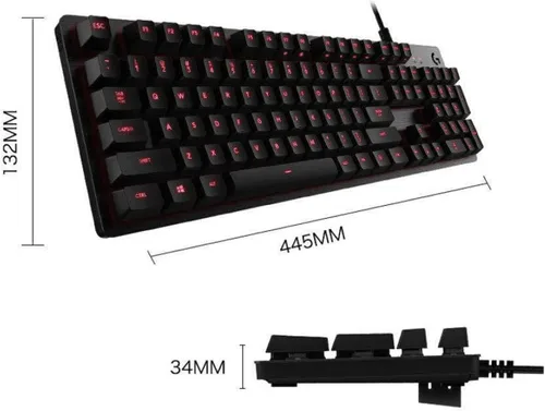Vista 2 de Teclado, teclado mecánico USB 2.0 de 108 teclas para juegos con función de retroiluminación de botón, panel de aleación de aluminio, para el hogar