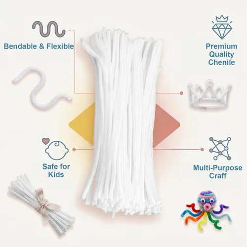 Vista 3 de 1000 piezas de limpiadores de tuberías blancas de felpilla a granel