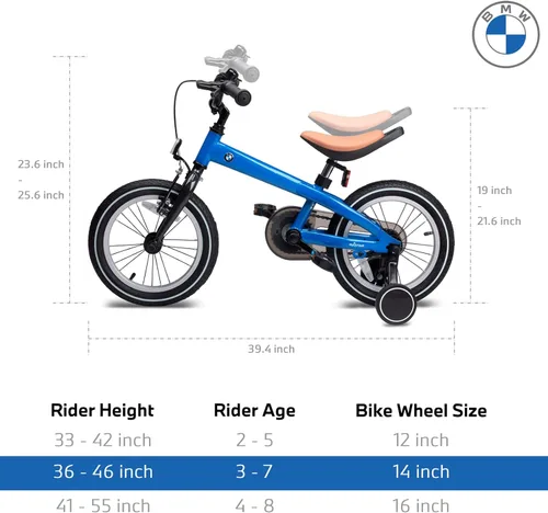 Vista 3 de RASTAR BMW - Bicicleta para niños pequeños de 14 pulgadas con ruedas de entrenamiento para niños y niñas de 3 a 7 años, un valioso regalo al aire