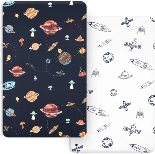 Vista 27 de PHF Juego de sábanas de moisés suave, paquete de 2 sábanas sedosas, cómodas y transpirables para bebés niños y niñas, ajuste universal para la Castle