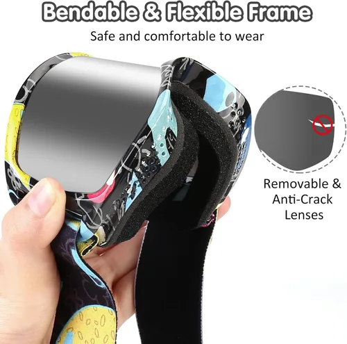 Vista 4 de Gafas de esquí para niños, con correa antideslizante, gafas de snowboard