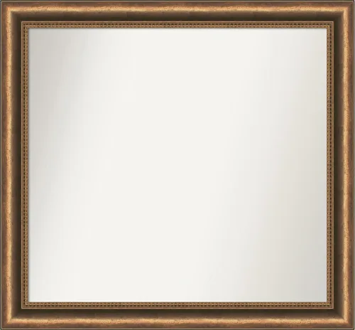 Vista 176 de Amanti Art Espejo de baño de bronce para sobre fregadero, 24 x 24 pulgadas, espejo de tocador cuadrado estrecho de bronce Manhattan, marco de madera