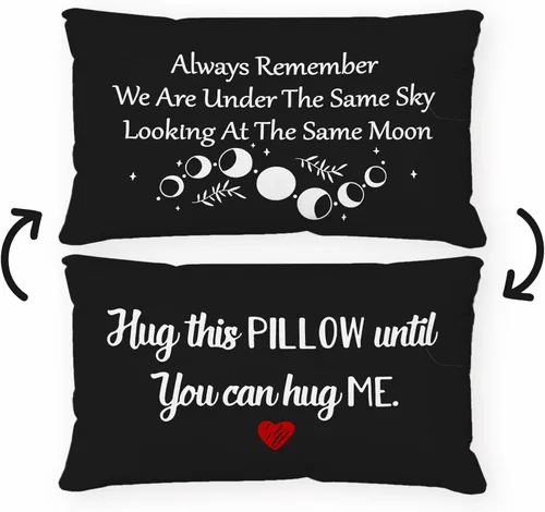 Vista 8 de Sufamb Regalos románticos de relaciones de larga distancia, reversible, decoración para el hogar y el dormitorio, funda de almohada de 12 x 20