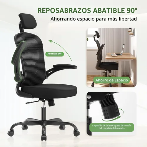 Vista 4 de Silla de oficina ergonómica, capacidad de 330 libras, silla de computadora con respaldo alto para largas horas, cómoda, silla ejecutiva giratoria