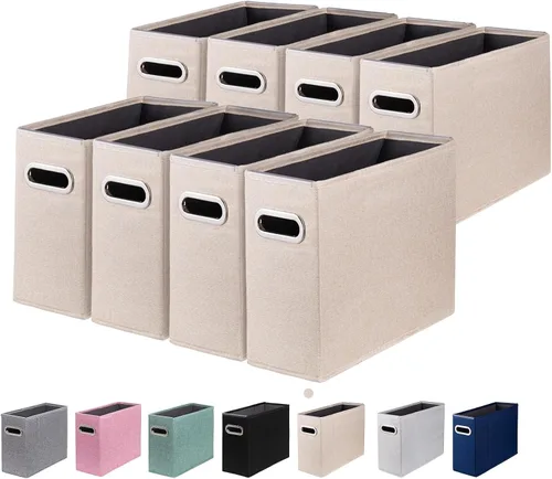 Vista 18 de Paquete de 2 organizadores de archivos tamaño carta, organizador de carpetas de archivos, caja de almacenamiento de tela, organizador de papel