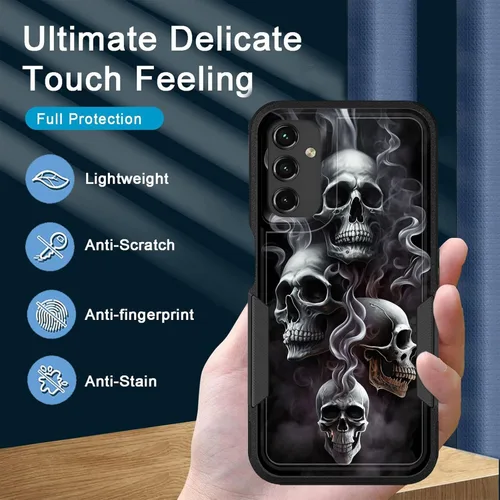 Vista 7 de Funda para Galaxy A14 5G, resistente de doble capa híbrida de policarbonato duro, goma suave, a prueba de golpes, funda protectora resistente