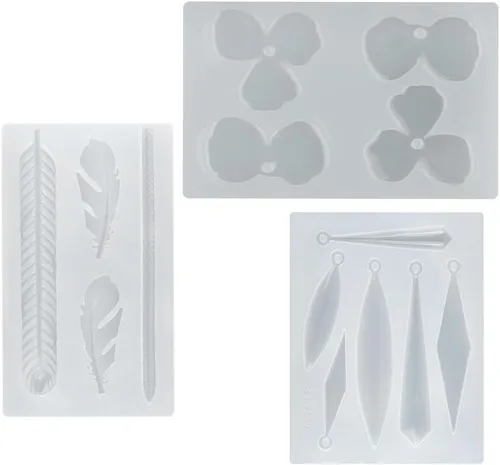 Vista 3 de Los moldes del silicón de la resina del pendiente fijan los suministros del bastidor de la joyería de epoxi, flor del pétalo de la pluma