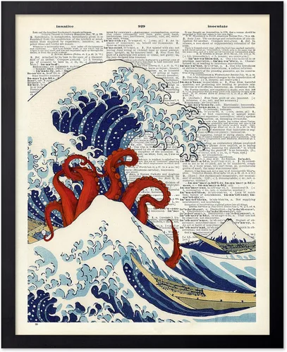 Vista 72 de Poster Master Póster de pulpo para parejas, póster de diccionario, arte Kraken, regalo romántico para él, ella, amantes, decoración náutica