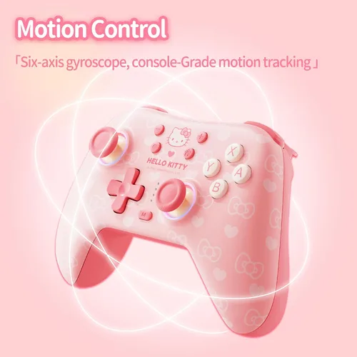 Vista 6 de Kuitmor Pink Switch Controller,Hello Kitty Hall Effect Controllers Wireless for Switch 2/1/OLED/Lite,PC,Android,iOS Bluetooth + Wired,1000mAh