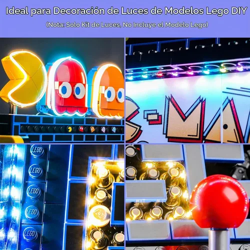 Vista 2 de Kit de luz mejorado compatible con Lego Icons PAC-Man Arcade Building Blocks Model, decoración de luces compatible con Lego 10323