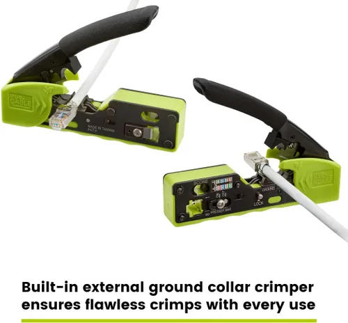 Vista 7 de trueCABLE - Herramienta de crimpado para paso a través de RJ45, crimpadora Ethernet todo en uno, cortador, pelacarga, funciona con conectores