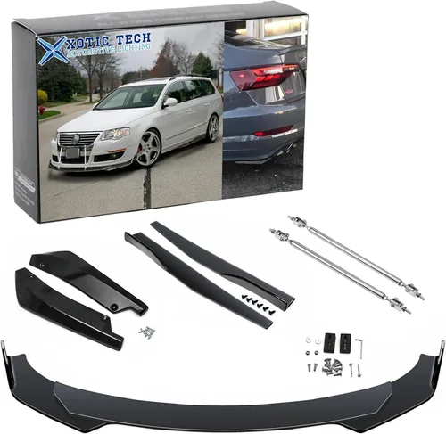 Vista 11 de X xotic tech Juego de carrocería para coche con alerón para parachoques delantero, divisor de falda lateral + alerón para parachoques trasero