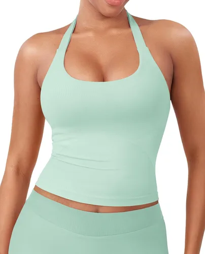 Vista 29 de YEOREO SoftHue Impact Halter - Camiseta sin mangas para mujer Blanco