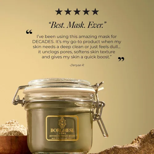 Vista 5 de Borghese Advanced Fango Active Mud Musk - Nourishing & Detoxifying Face Mask with Bentonite Clay & Hyaluronic Acid For Normal, Combination & Oily