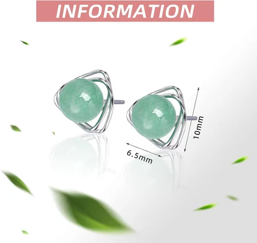 Vista 106 de Jade Earrings Studs,Green Jade Earrings for Women,925 Sterling Silver Earrings Studs for Sensitive Ears,Handmade Jade Earrings for Birthday