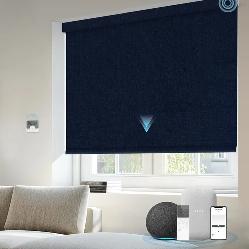 Vista 26 de Motorized Light Filtering Shades Compatible with Alexa Google Smart Blinds Automatic Window Shade Remote Control 70% Blackout Sunny Black