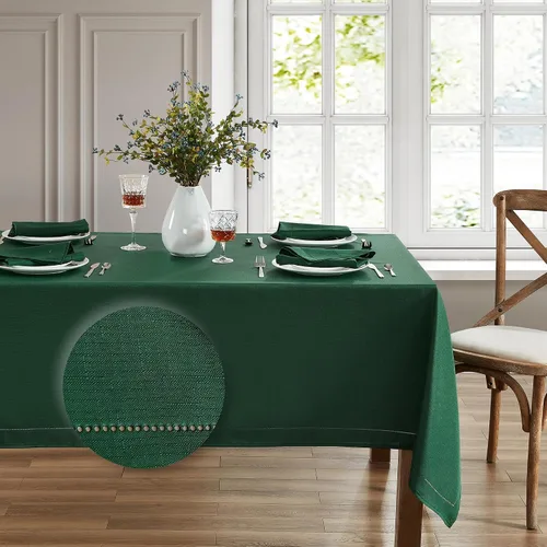 Vista 10 de Elrene Home Fashions Alison - Mantel de tela con diseño de bordado de ojo de buey y borde resistente a las arrugas, 132 x 70 cm, Rectangular
