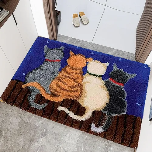 Vista 11 de kingsea Kits de ganchos de pestillo para adultos, kits de ganchos de alfombra impresa en color para adolescentes, manualidades de aguja para Oso