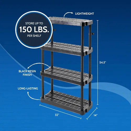 Vista 3 de Gracious Living Estantes organizadores de almacenamiento de 4 niveles para el hogar y el garaje, 54.5 pulgadas de alto x 32.0 pulgadas de ancho x