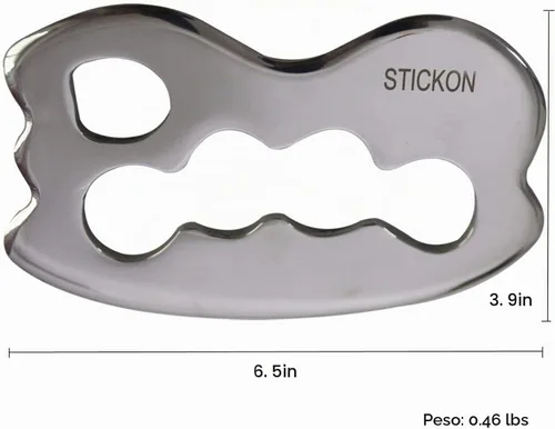 Vista 6 de STICKON Herramienta de masaje de raspado Gua Sha de acero inoxidable Herramientas IASTM gran herramienta de movilización de tejidos blandos