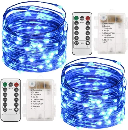 Vista 8 de Twinkle Star, 5 pulgadas para interior y exterior, luces LED en guirnalda operadas por batería, impermeables con control remoto, temporizador y 8
