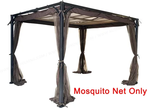 Vista 9 de Mosquitera de repuesto para pérgola de techo plano, malla para insectos (8 pies x 10 pies, marrón)